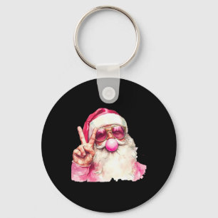 Retro Rosa Tomte Blåser Bubble Tuggummi Roligt Glä Nyckelring