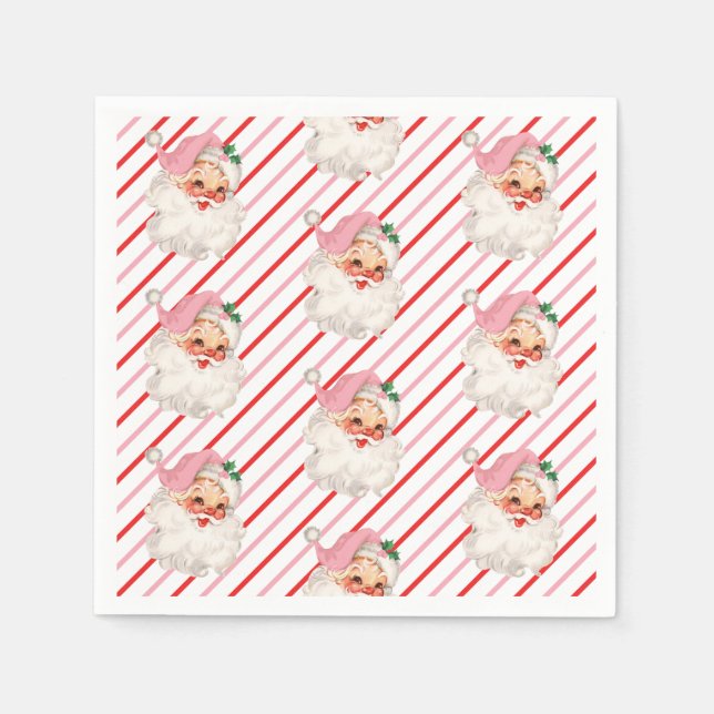 Retro Rosa Tomte Oh Vad Kul Pappersservett (Framsidan)