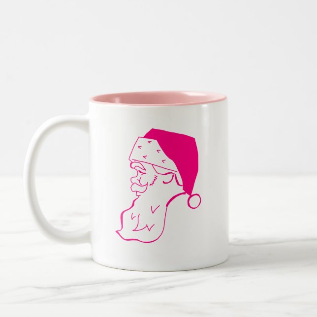 Retro Rosa Tomte Två-Tonad Mugg (Vänster)