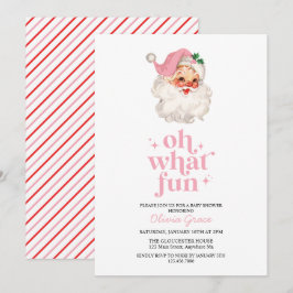 Retro Rosa Tomte vilken kul Baby Shower Inbjudningar