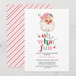 Retro Rosa Tomte vilken kul Baby Shower Inbjudningar