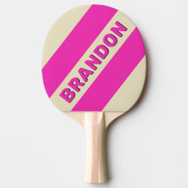 Retro Rosa Tre Feta Ränder med Namn Pingisracket