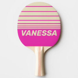 Retro Rosa Tre Horisontell Randig med Namn Pingisracket