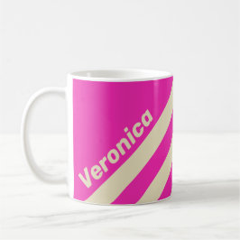 Retro Rosa Tre Ränder med Namn Kaffemugg