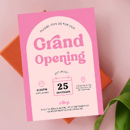 Retro Rosa Trendig Arch New Business Grand Open Inbjudningar