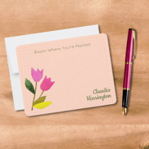 Retro Rosa Tulips Pastel Peach Hand-Illustrated