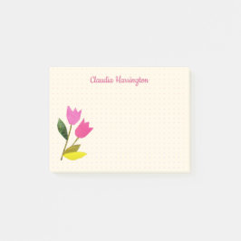 Retro Rosa Tulips Pastel Peach Hand-Illustrated Post-it Block