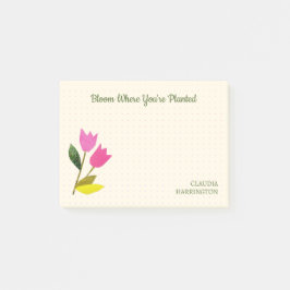 Retro Rosa Tulips Pastel Peach Hand-Illustrated Post-it Block