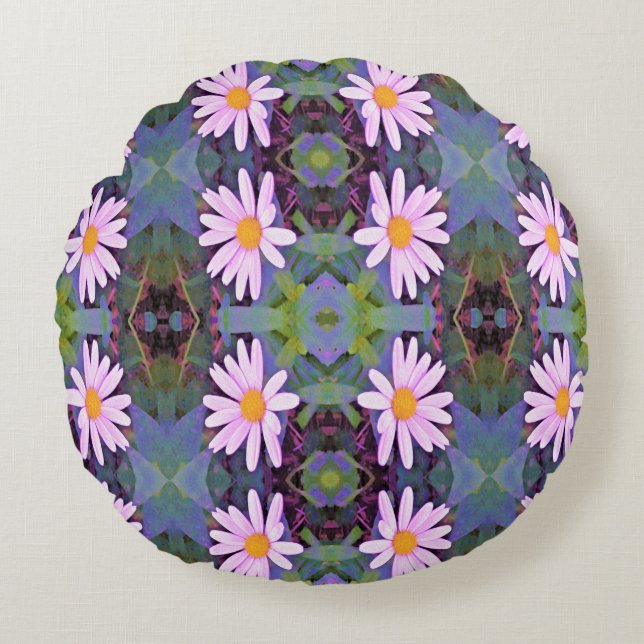 Retro Rosa Tusenskönsmönster Rund Kudde (Framsidan)