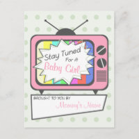 Retro Rosa TV Set Baby Shower-inbjudan