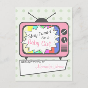 Retro Rosa TV Set Baby Shower-inbjudan Inbjudningar