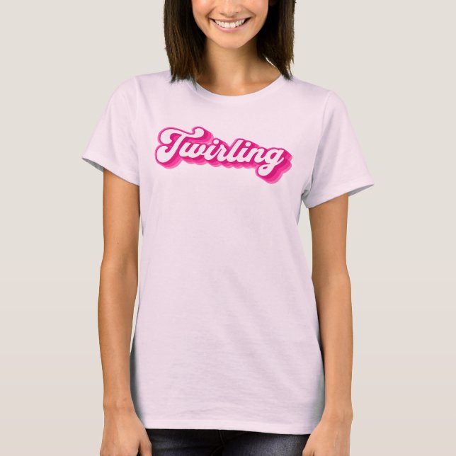 Retro Rosa Twirling Baton Twirler T Shirt (Framsida)
