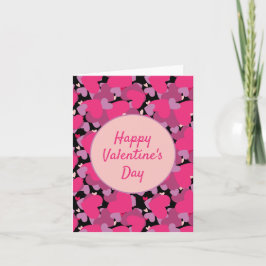 Retro rosa Valentines hjärtan frimärke mönster Kort