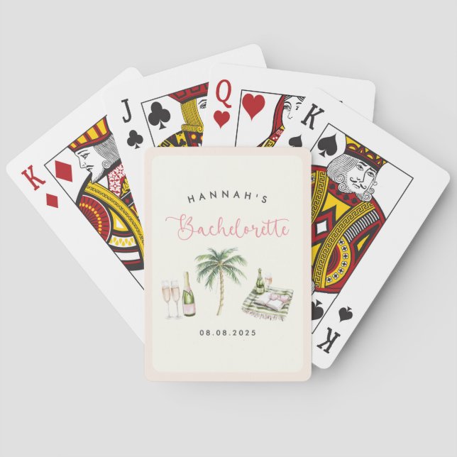 Retro Rosa Vin Land Bachelorette Helg Casinokort (Baksidan)