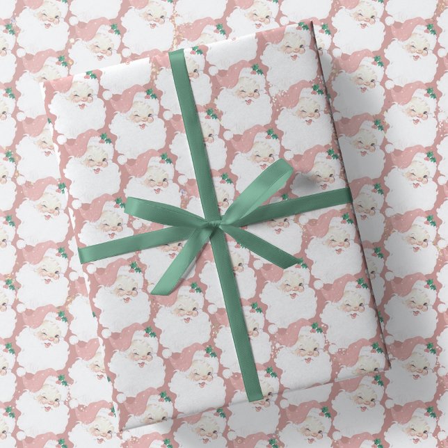 Retro  Rosa Vintage Jultomten jul Presentpapper (Skapare uppladdad)