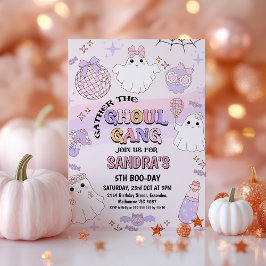 Retro Rosa Wave Halloween Ghoul Gang Birthday Inbjudningar