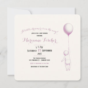 Retro rosa Whimsical Baby Shower-inbjudan