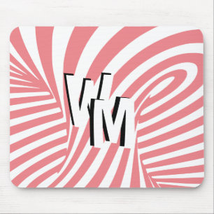Retro Rosa White Abstrakt Zebra mönstrad Initialer Musmatta
