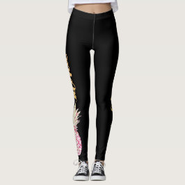 Retro rosaAloha ananasdamasker Leggings