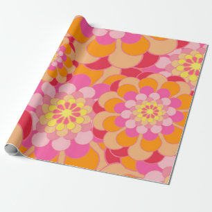Retro rosagult tonar blommönstret presentpapper