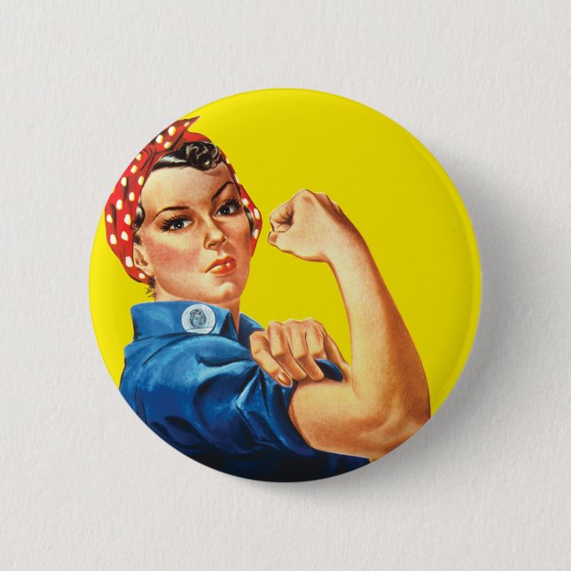 Retro Rosie, Riveter Feminist - vi kan göra det Knapp (Framsida)