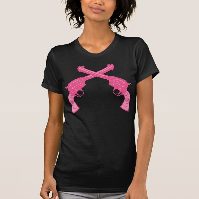 Retro rosor korsade pistoler tee (Framsida)