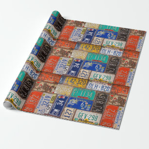 retro rostiga gammala registreringsskyltar presentpapper