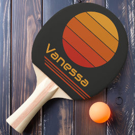 Retro Rotation Midnattssolnedgång Pingisracket