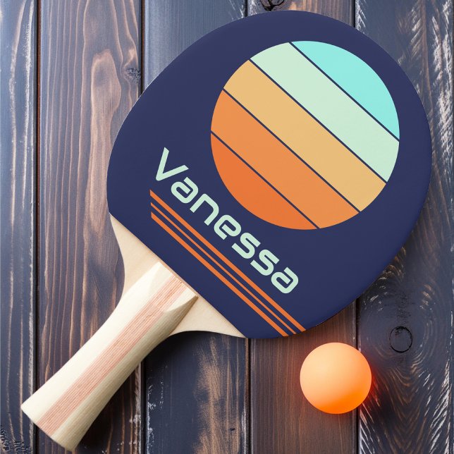 Retro Rotation Vintage Stil Ränder Pingisracket (Skapare uppladdad)