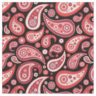 Retro rött och svart Paisley mönster Tyg