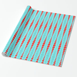 Retro rött och turkos pricker inpackning av pappe presentpapper