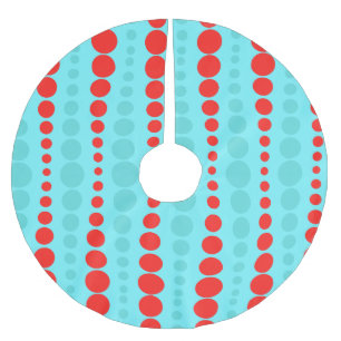 Retro rött och turkos pricker julgrankjolen julgransmatta borstad polyester