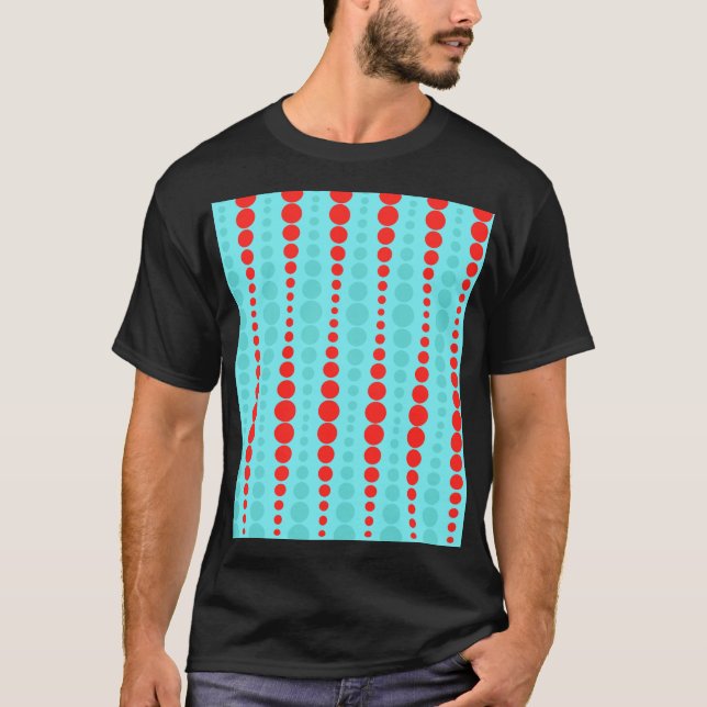 Retro rött och turkos pricker T-tröja Tee (Framsida)
