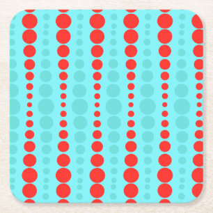 Retro rött och turkos pricker underlägg papper kvadrat