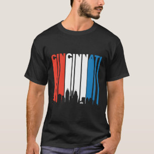 Retro Rött vitt blått Cincinnati Oh Skyline Long S T Shirt