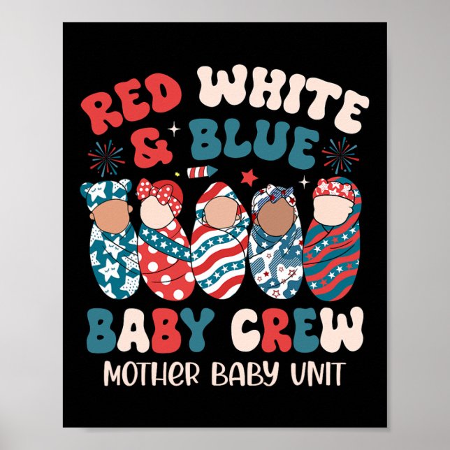 Retro Rött vitt blått Poster (Framsidan)