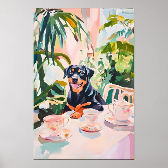 Retro Rottweiler-affisch, Rottweiler oljemålning Poster (Framsidan)