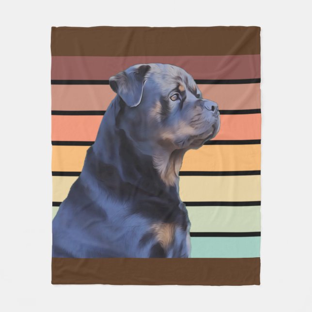 Retro Rottweiler Fleecefilt (Framsidan)
