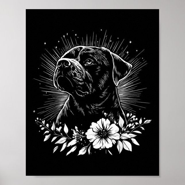 Retro Rottweiler Hund älskare Tattoo Stil Poster (Framsidan)