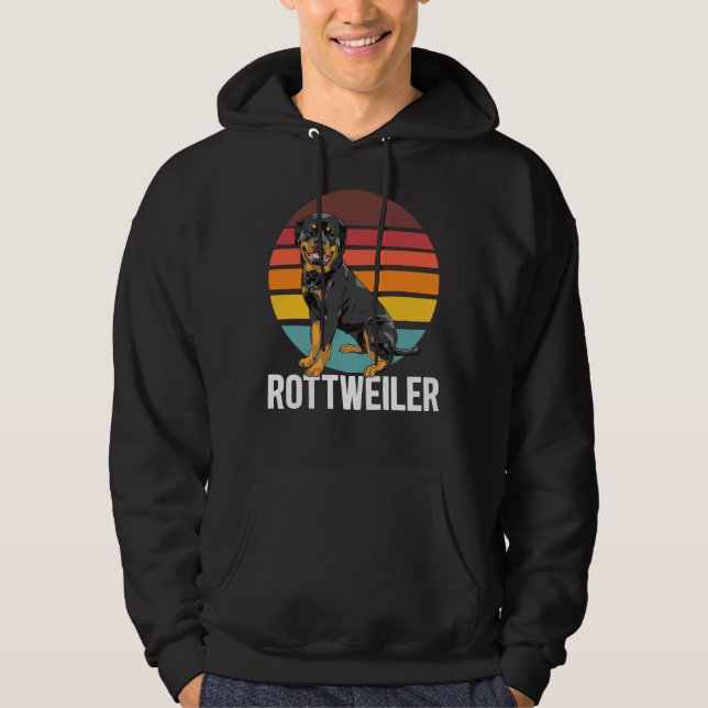 Retro Rottweiler Hund Hoodie (Framsida)
