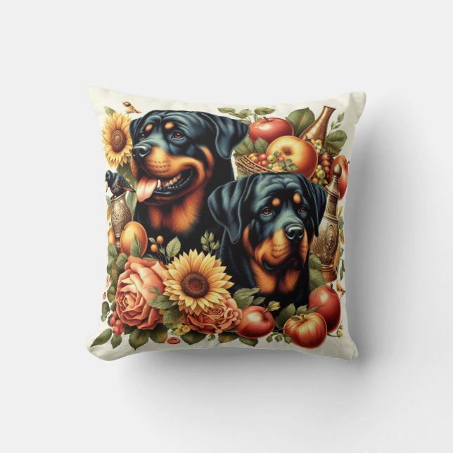 Retro Rottweiler-målning Kudde (Framsida)