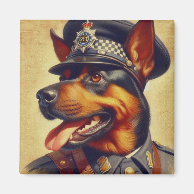 Retro Rottweiler-målning Magnet (Framsidan)