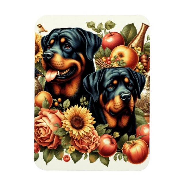 Retro Rottweiler-målning Magnet (Vertikal)