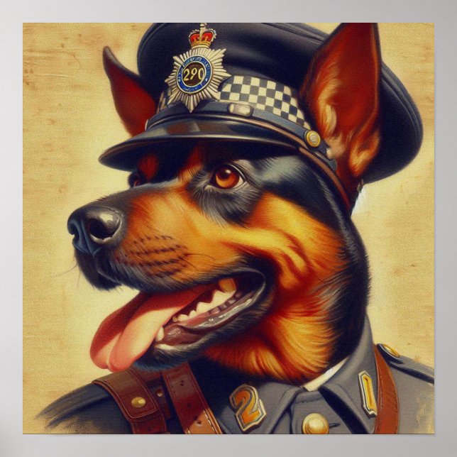 Retro Rottweiler-målning Poster (Framsidan)