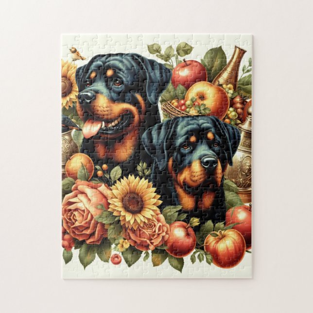 Retro Rottweiler-målning Pussel (Vertikal)