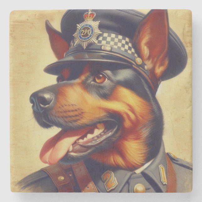 Retro Rottweiler-målning Stenunderlägg (Framsidan)