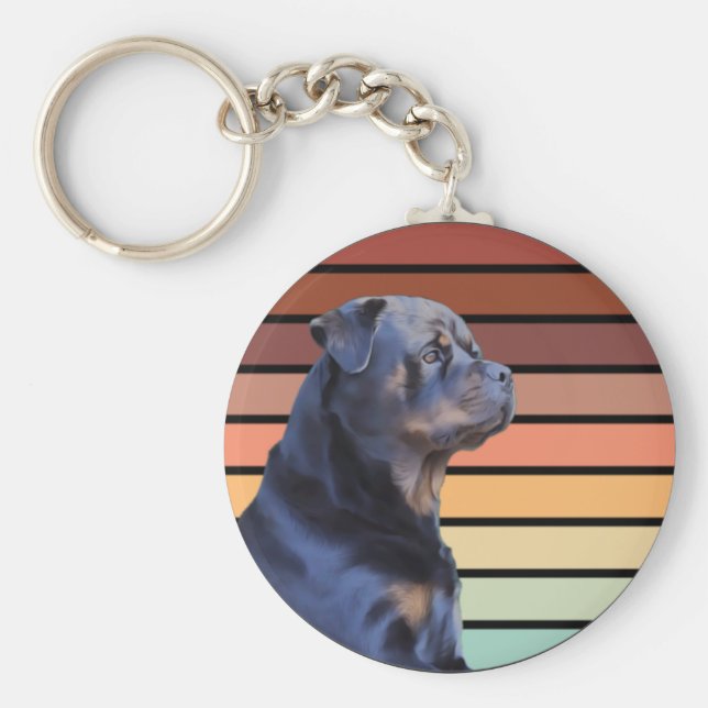 Retro Rottweiler Nyckelring (Framsidan)