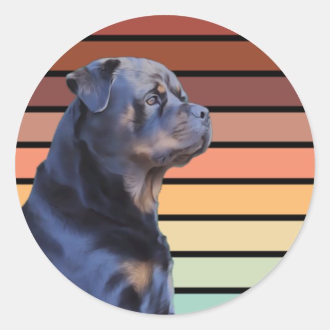 Retro Rottweiler Runt Klistermärke (Framsida)