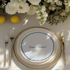 Retro Round Guest Namn Place Card & Bröllop Menu Meny