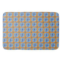 Retro Round Tiles Mexico Daisy Blue Orange Mönster